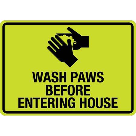 LYLE Sign, Wash Paws Before Entering House (W Sym), LCUV-0151ST-RD_14x10 LCUV-0151ST-RD_14x10